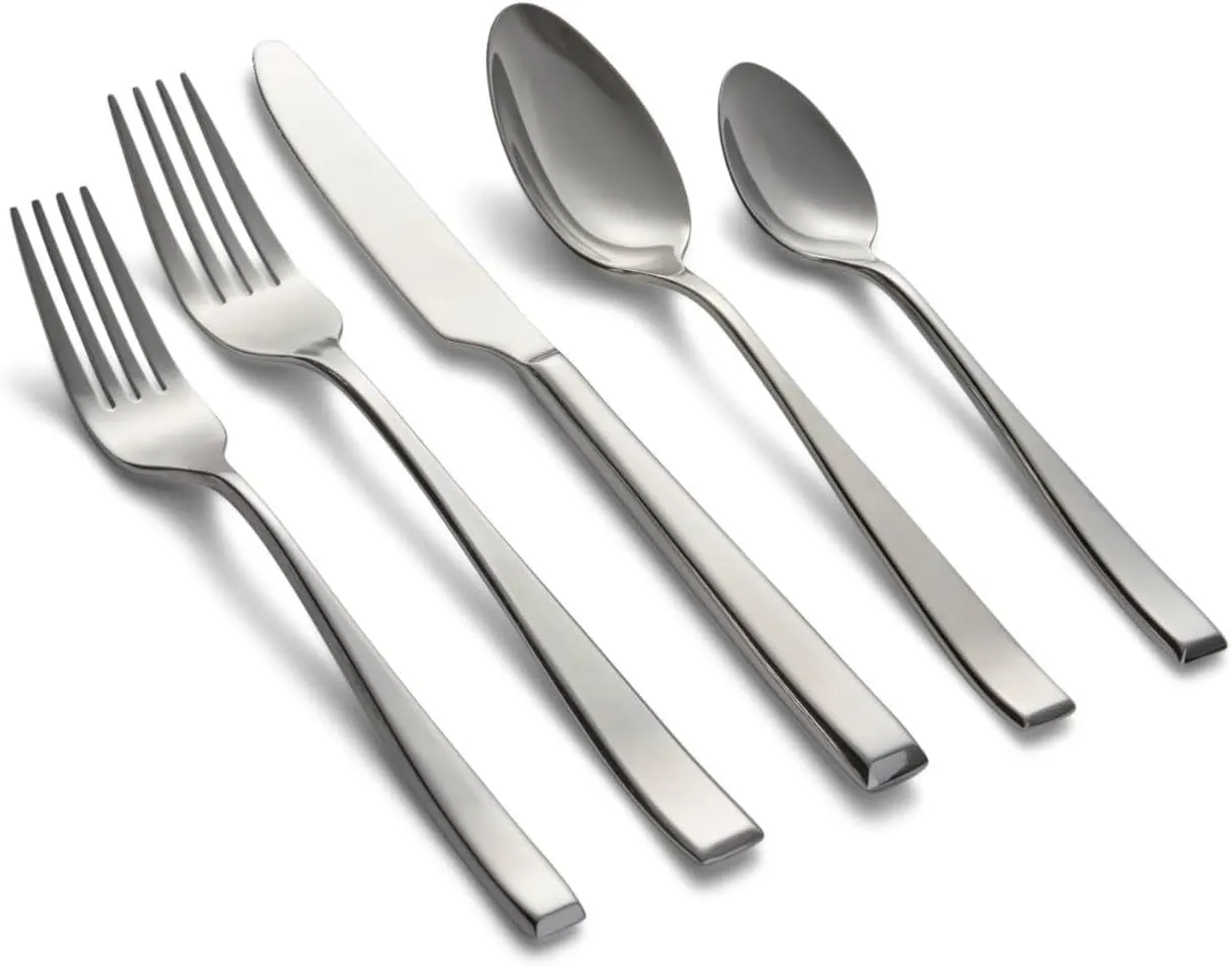 Cambridge Samira Piece Flatware Set, 20 Count, Silver Mirror