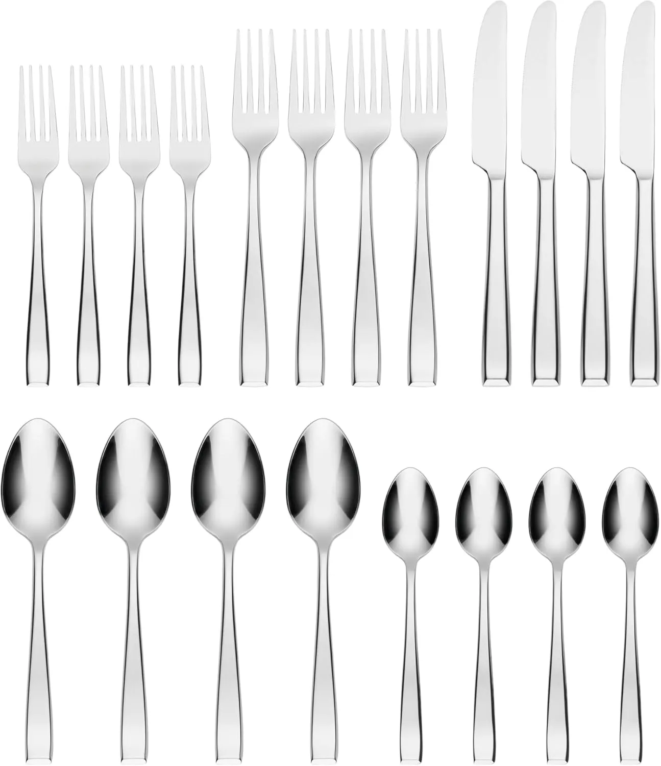 Cambridge Samira Piece Flatware Set, 20 Count, Silver Mirror