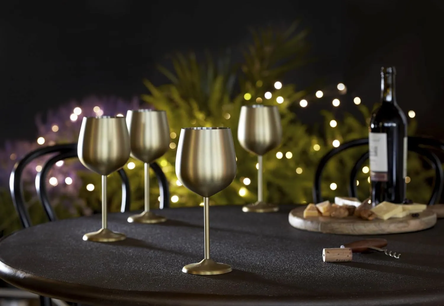 Cambridge Silversmiths 4 Piece Set of 18 oz Brushed Gold All Purpose Single Wall Wine Glasses