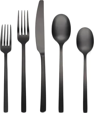 Cambridge Silversmiths Beacon Flatware Silverware Set, Black Satin, Service for 4, Includes Forks/Spoons/Knives, 20 Piece