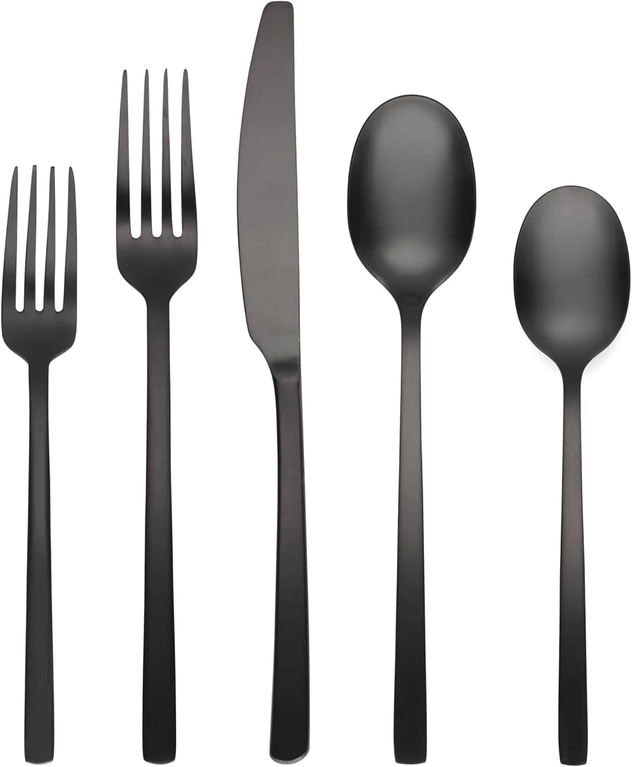 Cambridge Silversmiths Beacon Flatware Silverware Set, Black Satin, Service for 4, Includes Forks/Spoons/Knives, 20 Piece