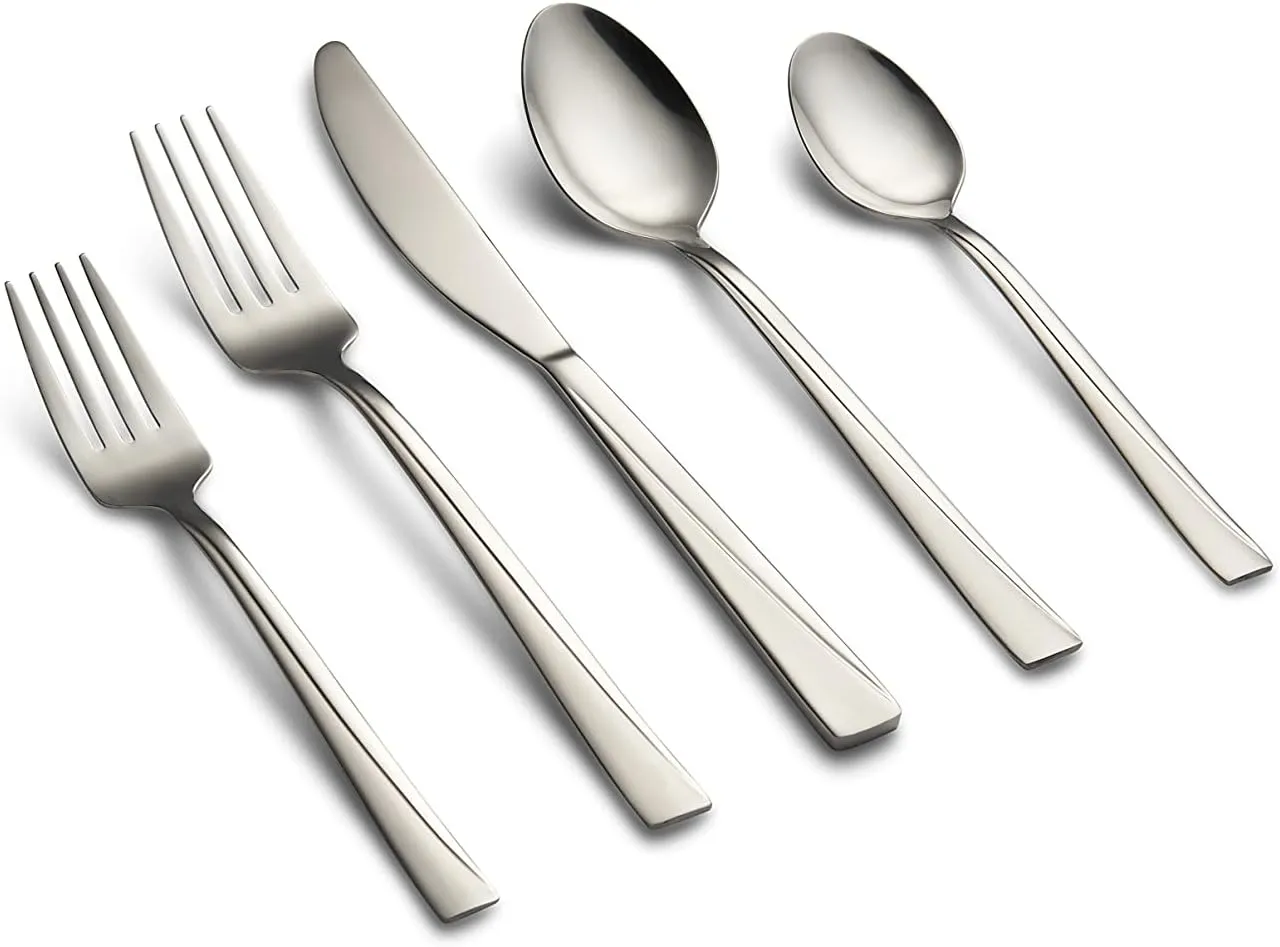 Cambridge Silversmiths Dora Sand 20-Piece Flatware Set, Service for 4,Silver