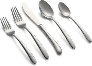 Cambridge Silversmiths Jude Mirror 45 Piece Flatware Set, Service for Eight, silver