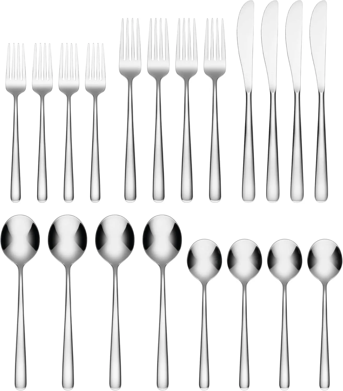 Cambridge Silversmiths Lorenn Mirror 20-Piece Flatware Set, Service for 4
