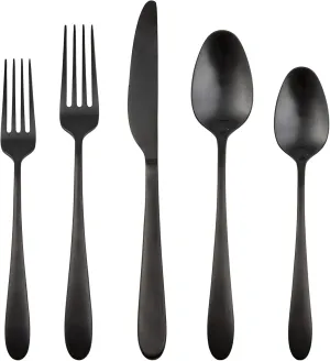 Cambridge Silversmiths Poet Black Satin 20-Piece Flatware Set, Service for 4