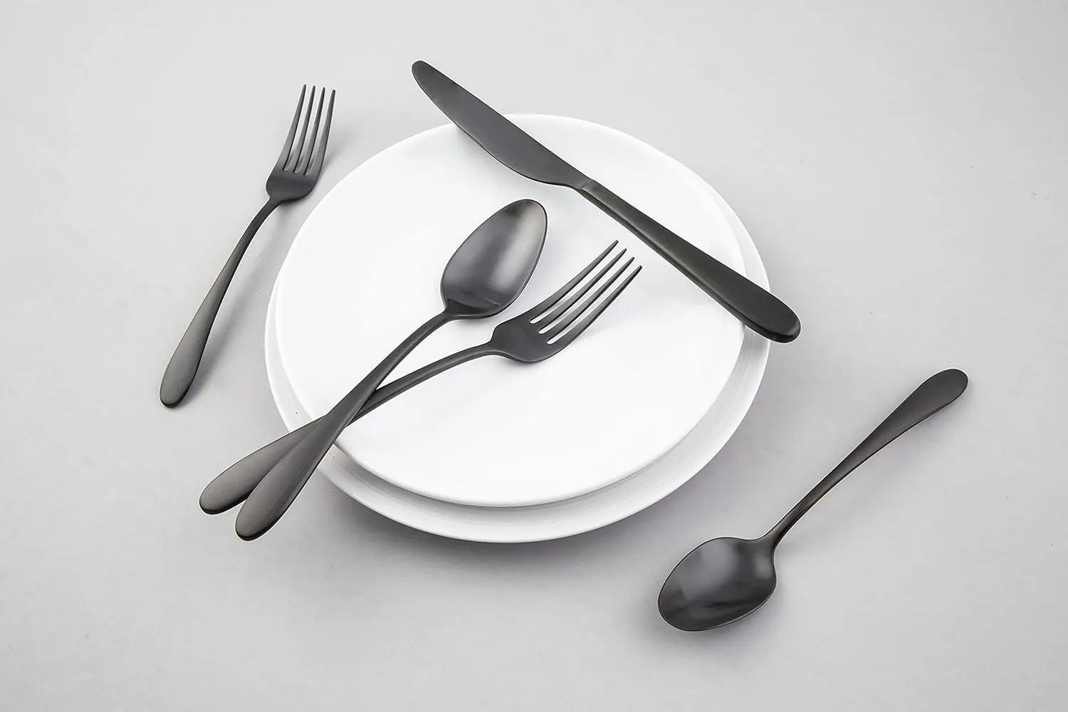 Cambridge Silversmiths Poet Black Satin 20-Piece Flatware Set, Service for 4
