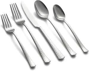 Cambridge Silversmiths Raegan Hammered Mirror 20-Piece Flatware Set
