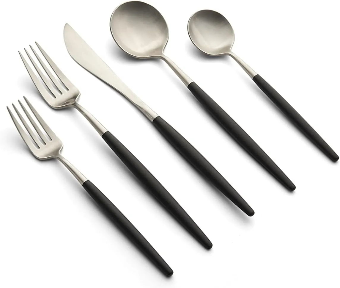 CAMBRIDGE Silversmiths Sojourn Black Satin 20-Piece Flatware Set, Service for 4