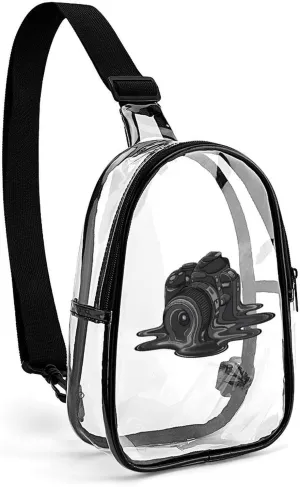 Camera Melt Clear Sling Bag Stadium Crossbody Bags Purses for Women Men with Adjustable Strap