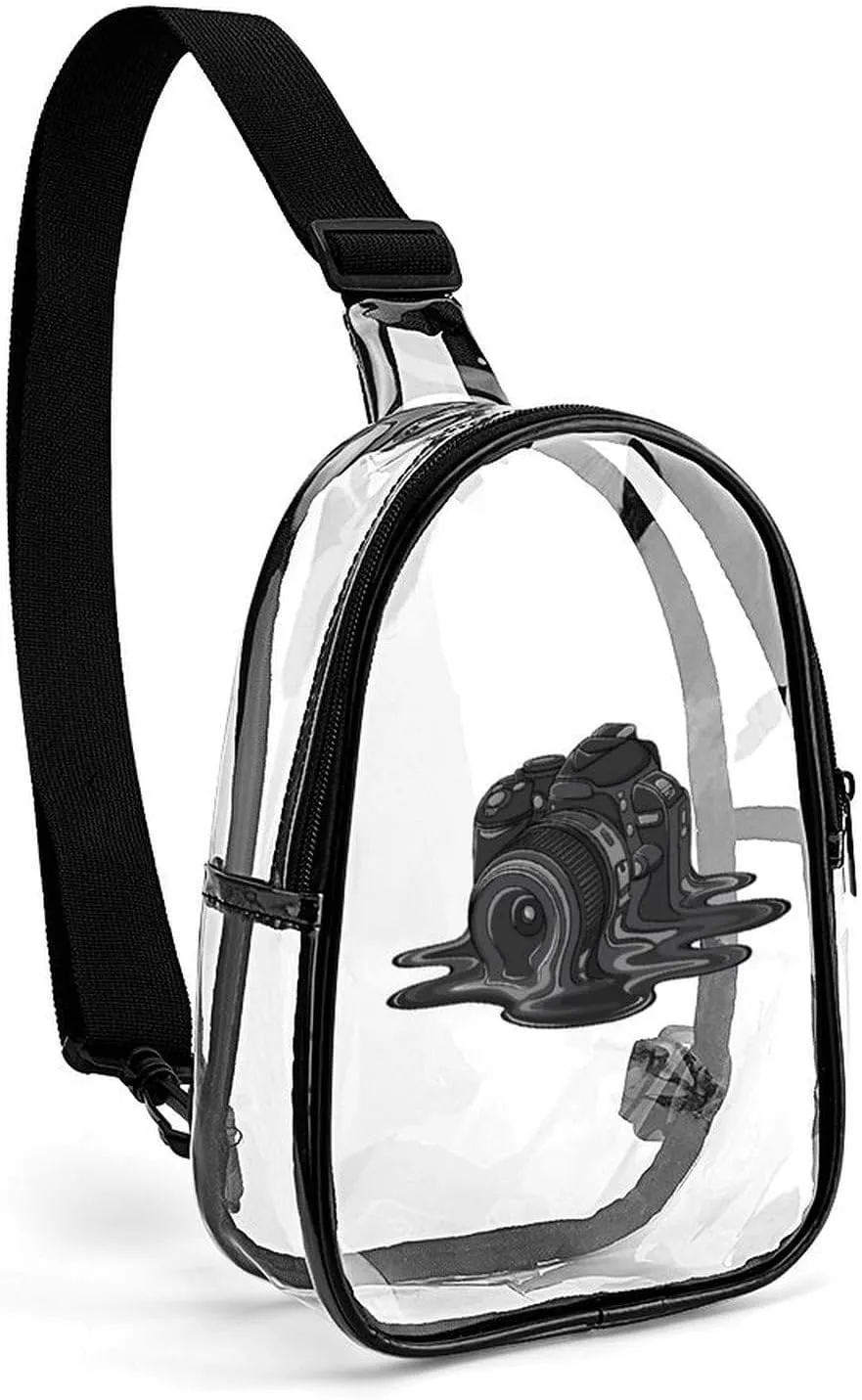 Camera Melt Clear Sling Bag Stadium Crossbody Bags Purses for Women Men with Adjustable Strap