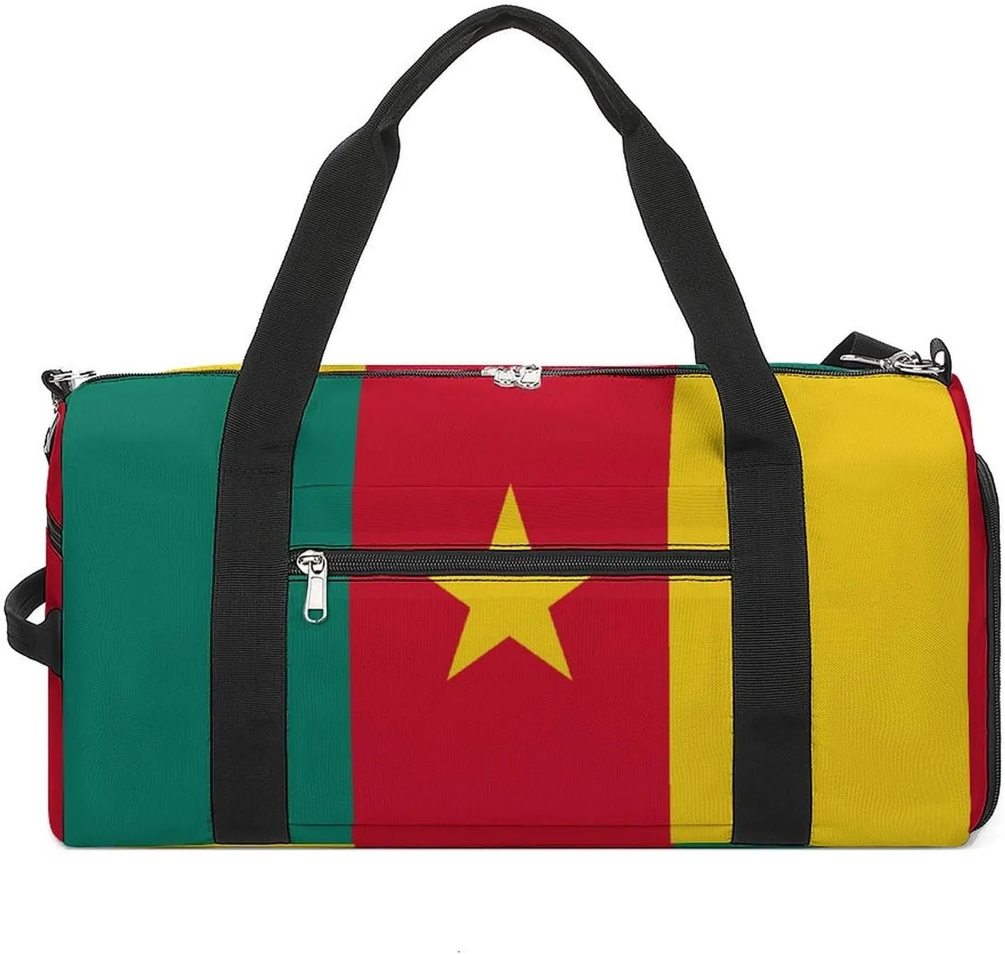 Cameroon Flag Sports Duffel Bag for Men Women with Wet Pocket Shoe Compartment