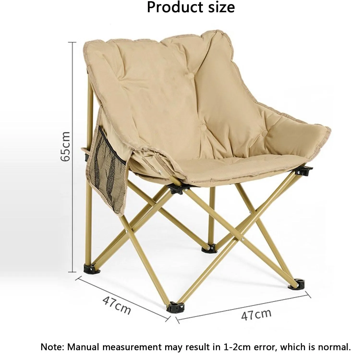 Camping Chairs Oversized Padded Outdoor Chair Heavy Duty 265lb for Travel Beach Picnic Hiking with Storage Bag-Black