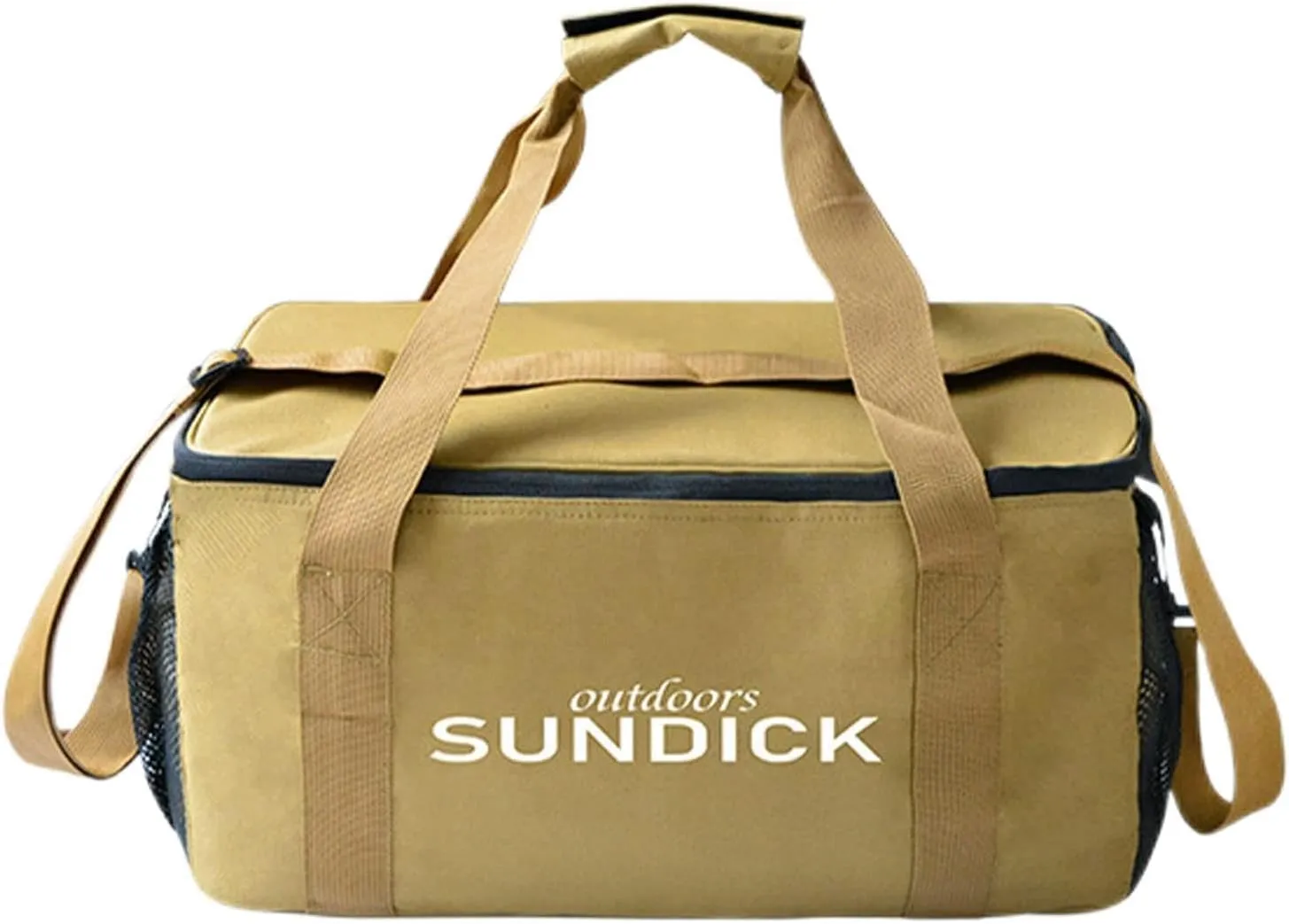 Camping Cookware Storage Bag, Waterproof 600D Oxford Cloth Tableware Storage Handbag with Cooling Compartment, Anti Collision Camping Cooking Utensils Tool Storage Bag(10x5x4cm / 3.9x2.0x1.6in-Yellow)