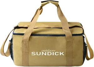 Camping Cookware Storage Bag, Waterproof 600D Oxford Cloth Tableware Storage Handbag with Cooling Compartment, Anti Collision Camping Cooking Utensils Tool Storage Bag(10x5x4cm / 3.9x2.0x1.6in-Yellow)