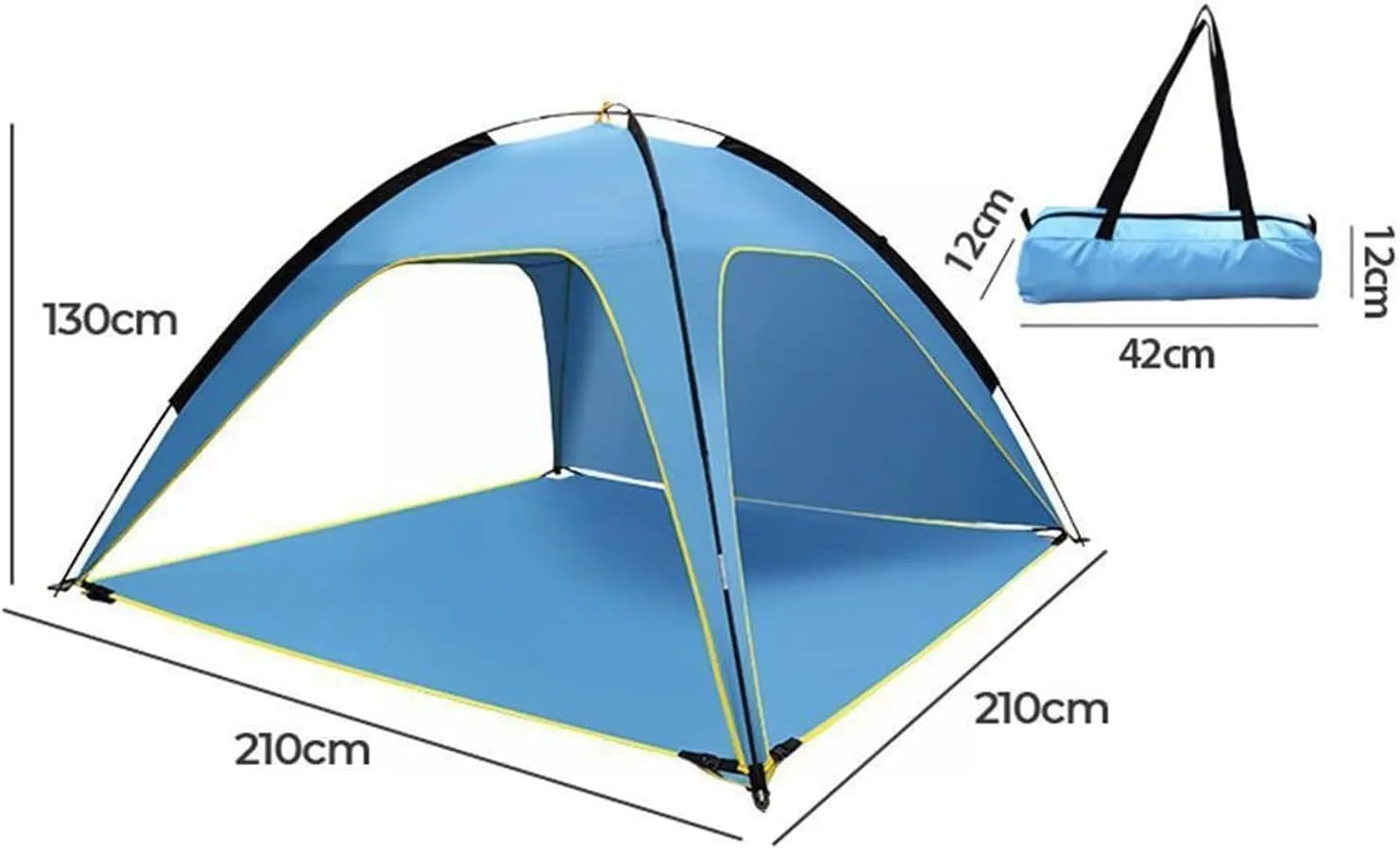 Camping Tent Outdoor Quick-Opening Tourist Tent Folding Sun Protection Picnic Tent Fishing Beach 3-Sided Ventilation Rainproof