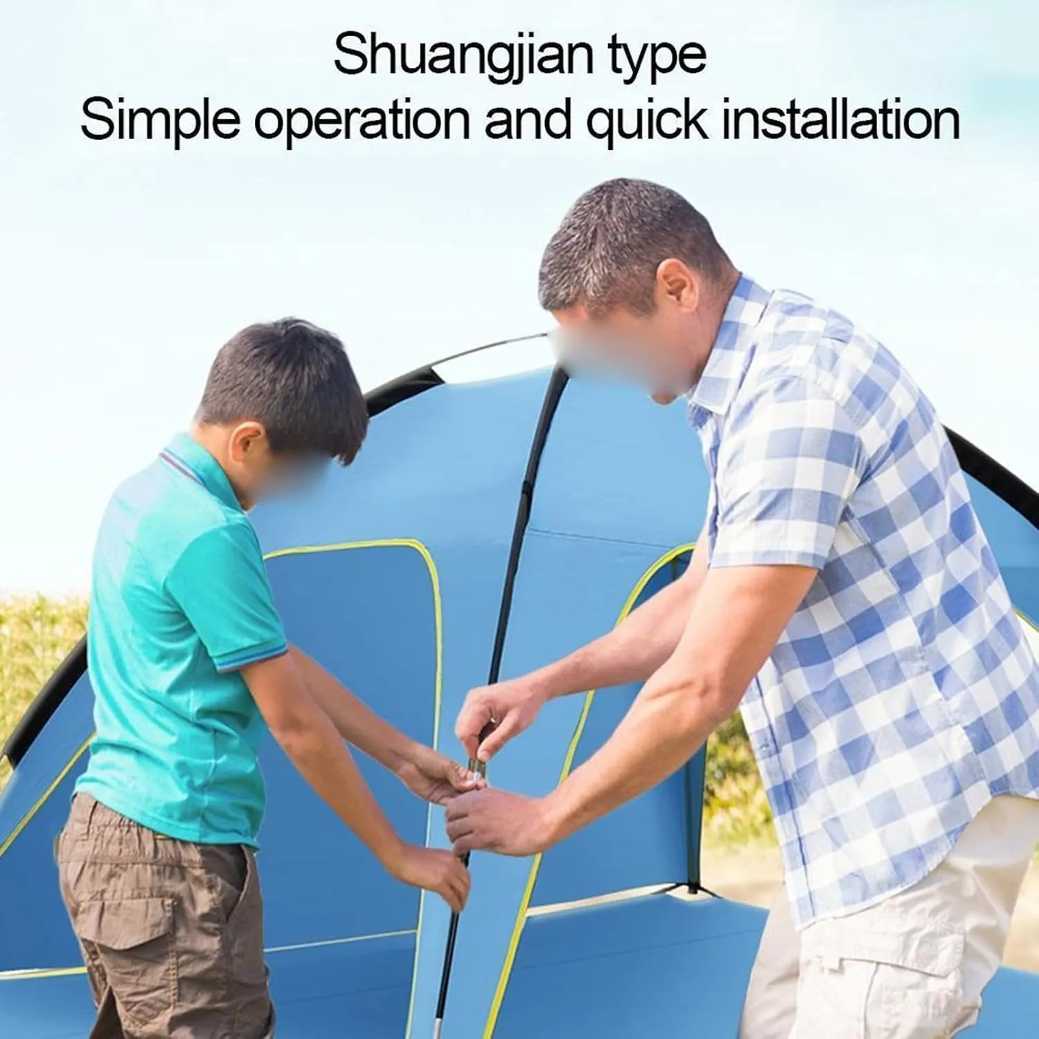Camping Tent Outdoor Quick-Opening Tourist Tent Folding Sun Protection Picnic Tent Fishing Beach 3-Sided Ventilation Rainproof