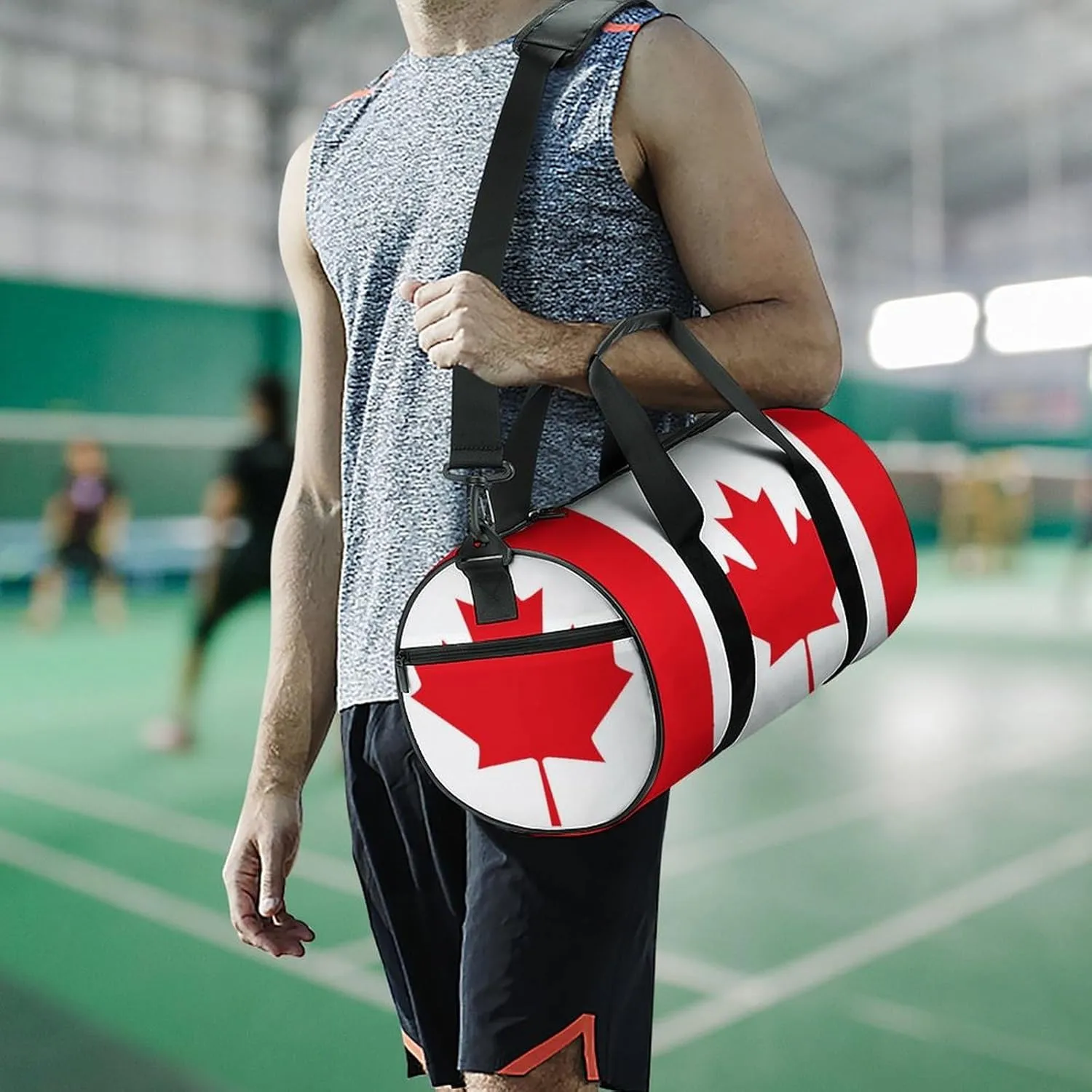 Canadian Flag Large Gym Duffel Bag Dry Wet Separation for Men Women Travel Workout