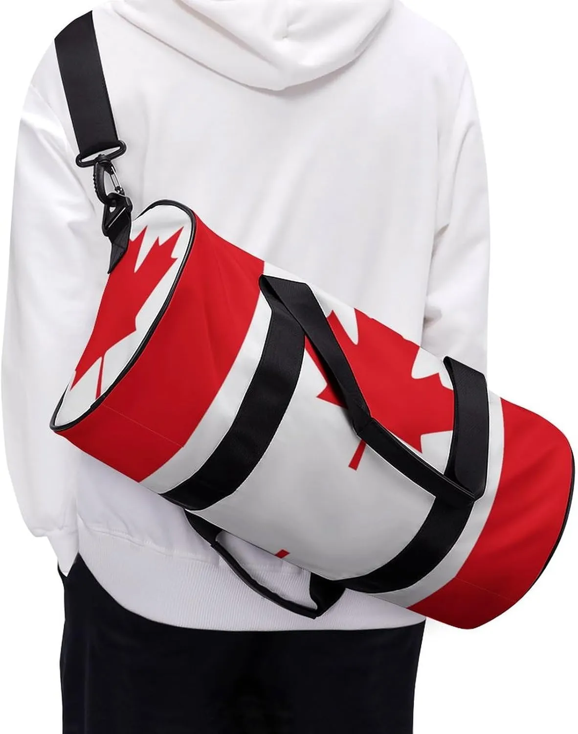 Canadian Flag Large Gym Duffel Bag Dry Wet Separation for Men Women Travel Workout