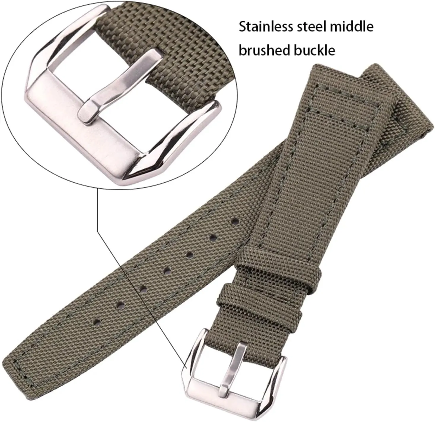 Canvas   Genuine Leather Watchband 20mm 21mm 22mm Black Green Blue Women Men Watch Band Strap With Pin Buckle