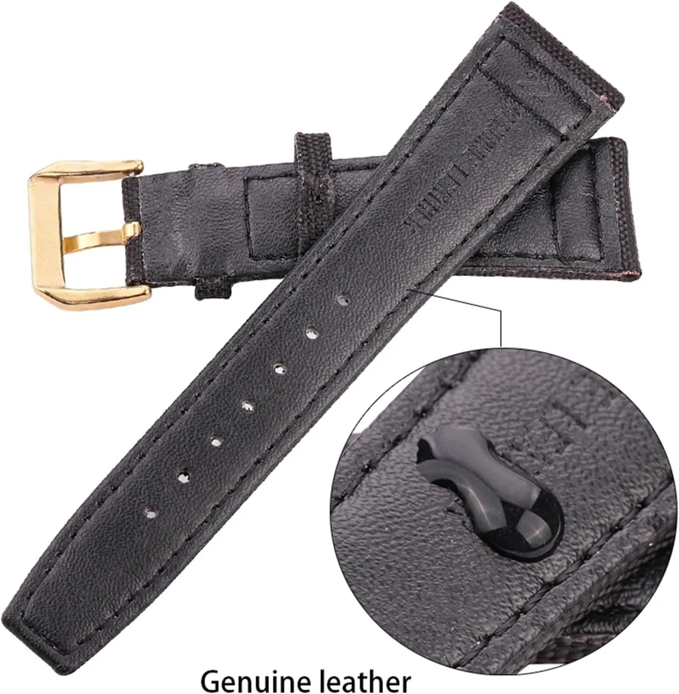 Canvas   Genuine Leather Watchband 20mm 21mm 22mm Black Green Blue Women Men Watch Band Strap With Pin Buckle