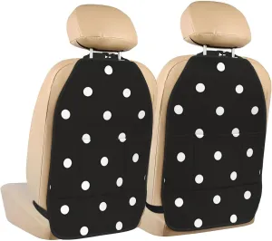 Car Seat Anti-Kick Storage Pads 2-Piece Set Universal Car Seat Covers for SUV, Jeep, Truck and Sedan 26.4 x 18.5 Inches Neat White dots Picture