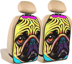Car Seat Anti-Kick Storage Pads Pack of 2 Universal Car Seat Covers for SUV, Jeep, Truck and Sedan 26.4 x 18.5 Inches Dogs Pop Art Pug Prints
