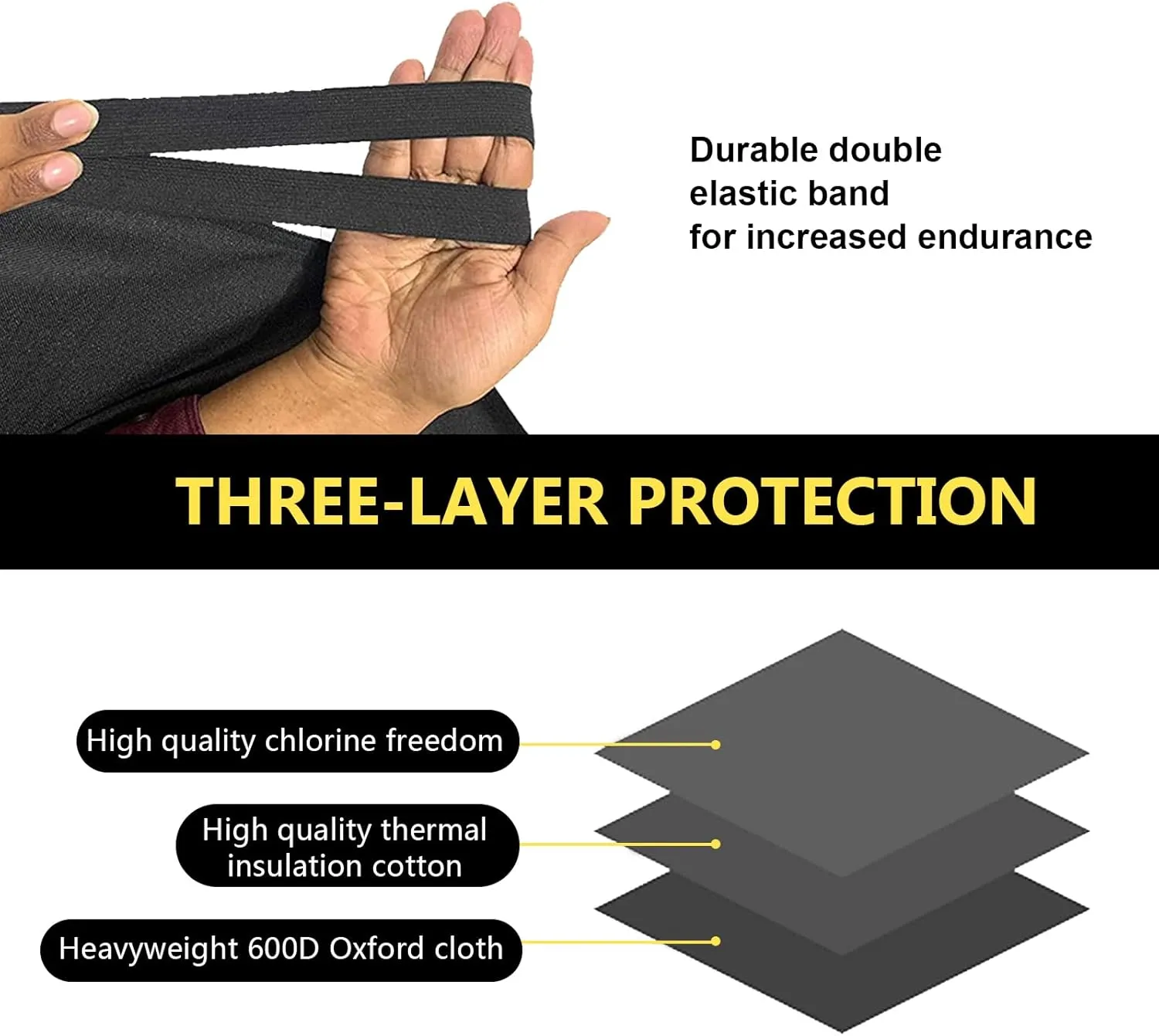 Car Windshield Cover, 190D Oxford Cloth Frost and Snow Protection Cover, 70.8" x 47.2" Perfect Coverage Foldable Anti-Theft Cover, Universal for Most Cars Trucks Winter Accessories (Black)