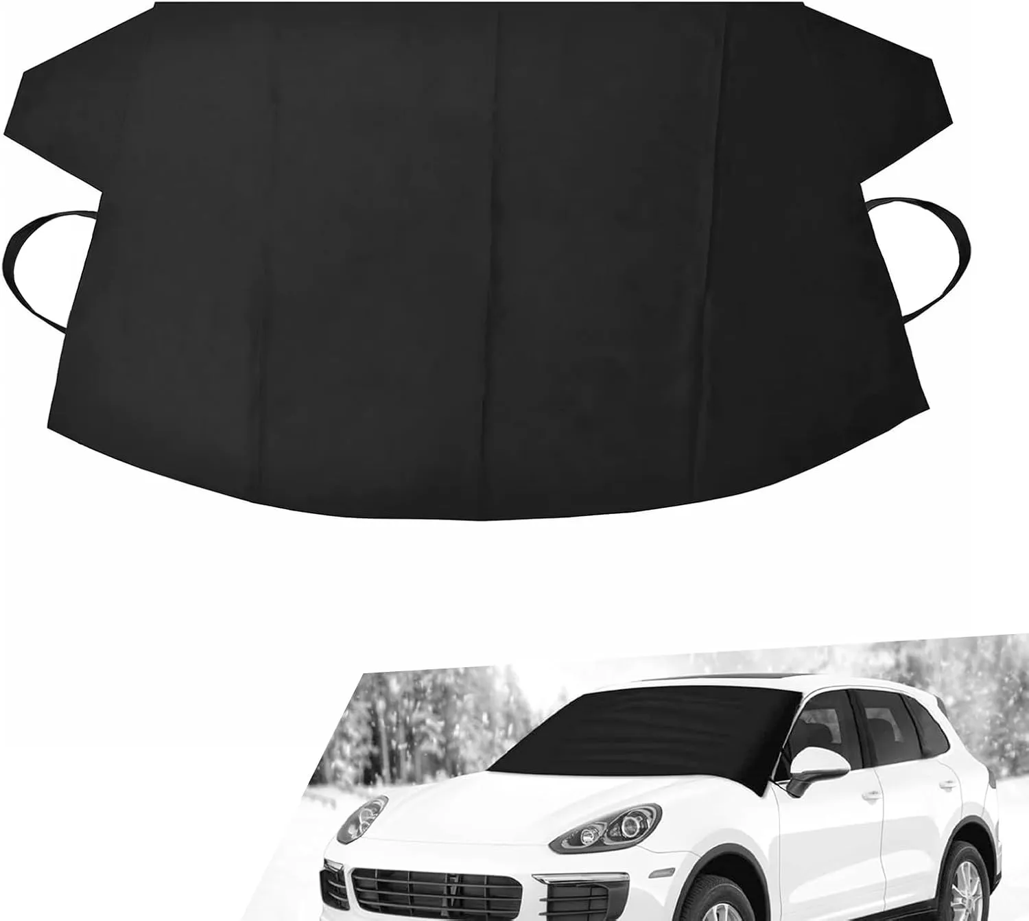 Car Windshield Cover for Ice and Snow, Magnetic Fit Weatherproof Frost Cover, Windshield Snow Cover, 75" x 47.25" 600 D Oxford Cloth Fit for SUVs, Trucks, Cars