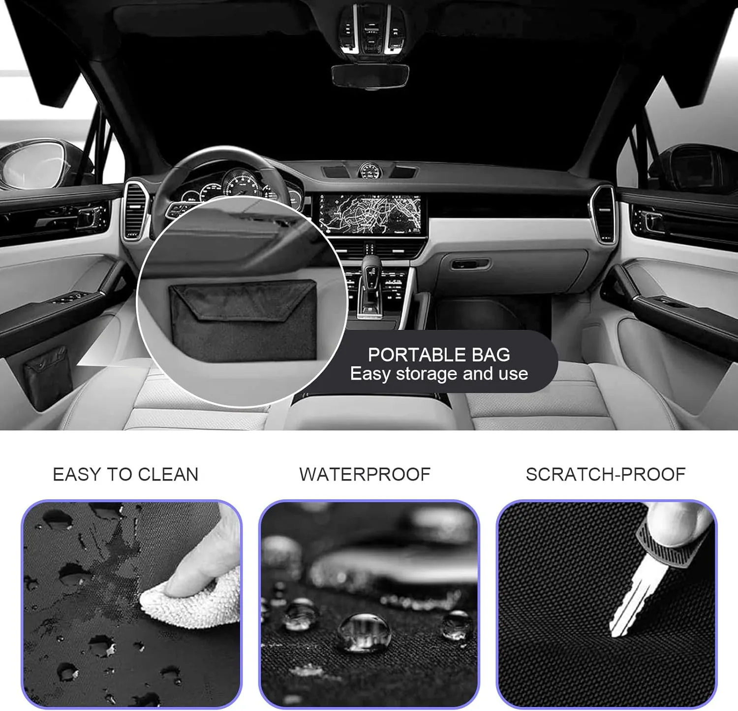 Car Windshield Cover for Ice and Snow, Magnetic Fit Weatherproof Frost Cover, Windshield Snow Cover, 75" x 47.25" 600 D Oxford Cloth Fit for SUVs, Trucks, Cars