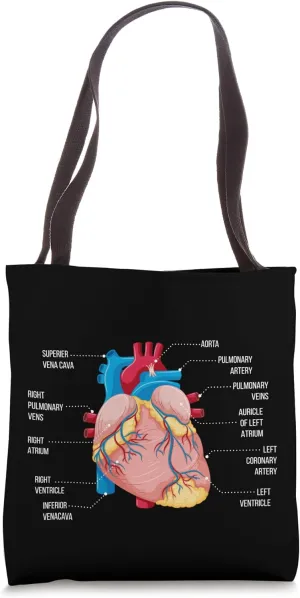 Cardiovascular Heart Diagram Labeled Tote Bag