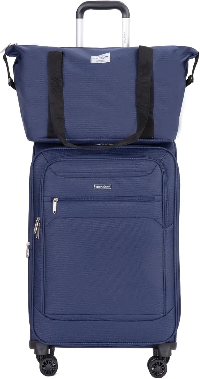 Carry-on Luggage Sets 3 Piece Softside Lightweight Suitcase With Spinner Wheels Duffel Bag And Toiletry Bag(10" 16" 18"), Blue