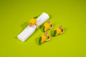 Cashew Napkin Ring, Set of 4, Yellow