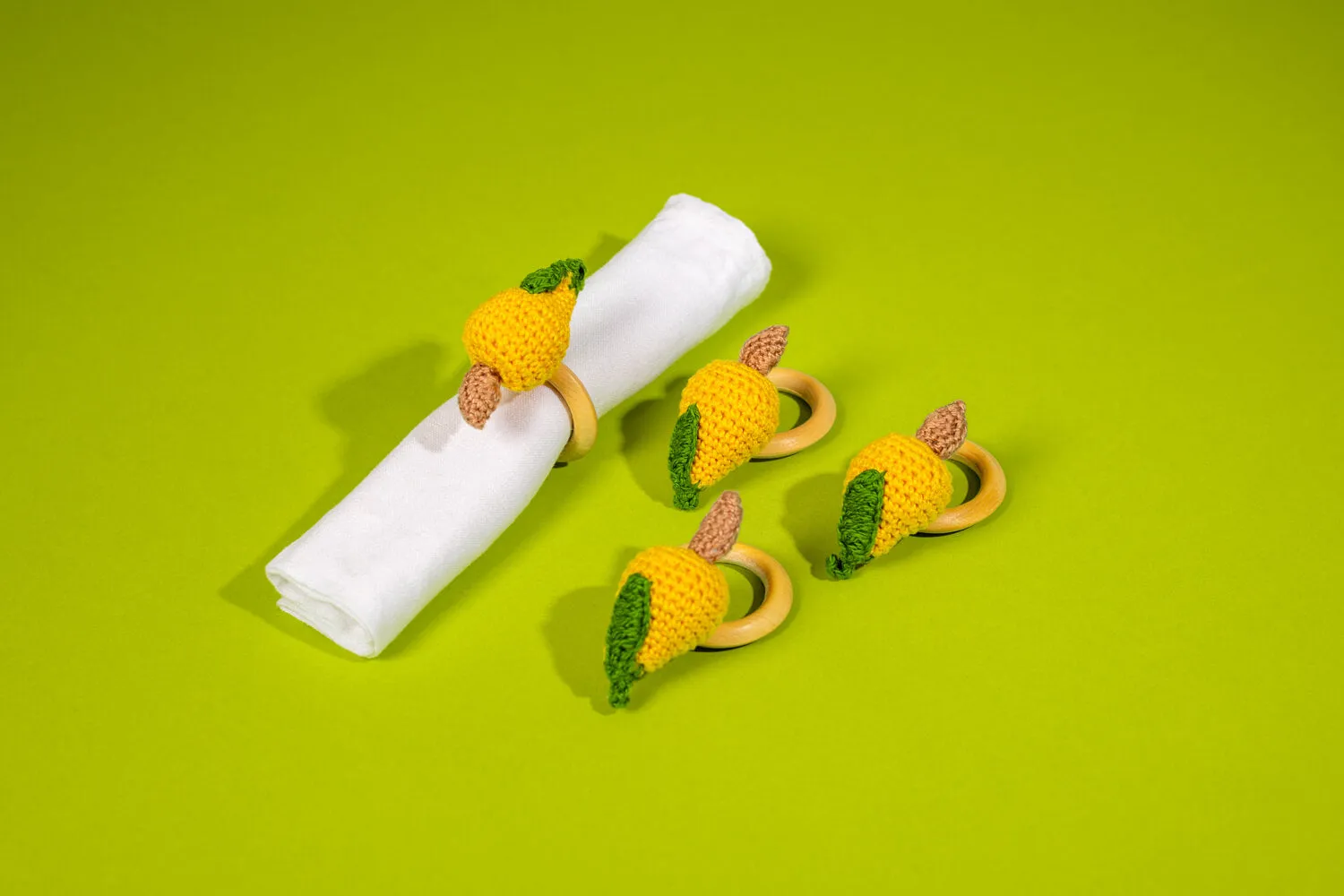 Cashew Napkin Ring, Set of 4, Yellow