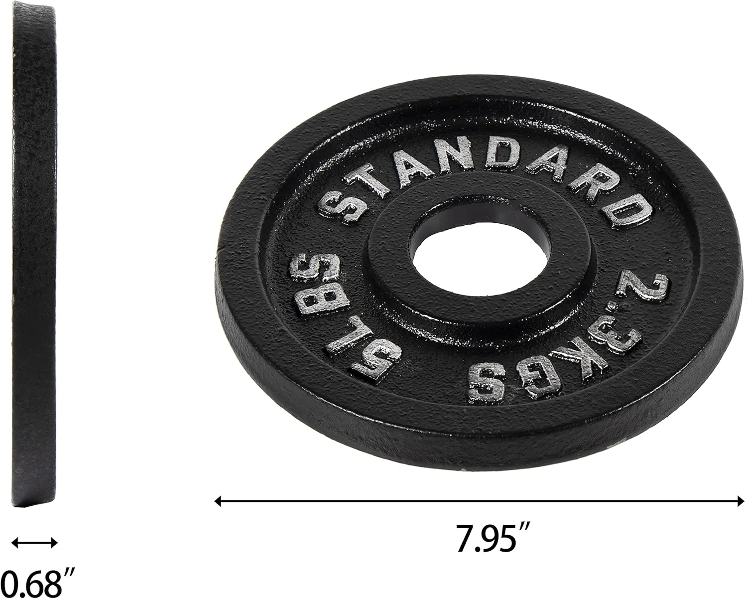 Cast Iron Plate Weight Plate for Strength Training and Weightlifting, Olympic or Standard, Multiple Sizes