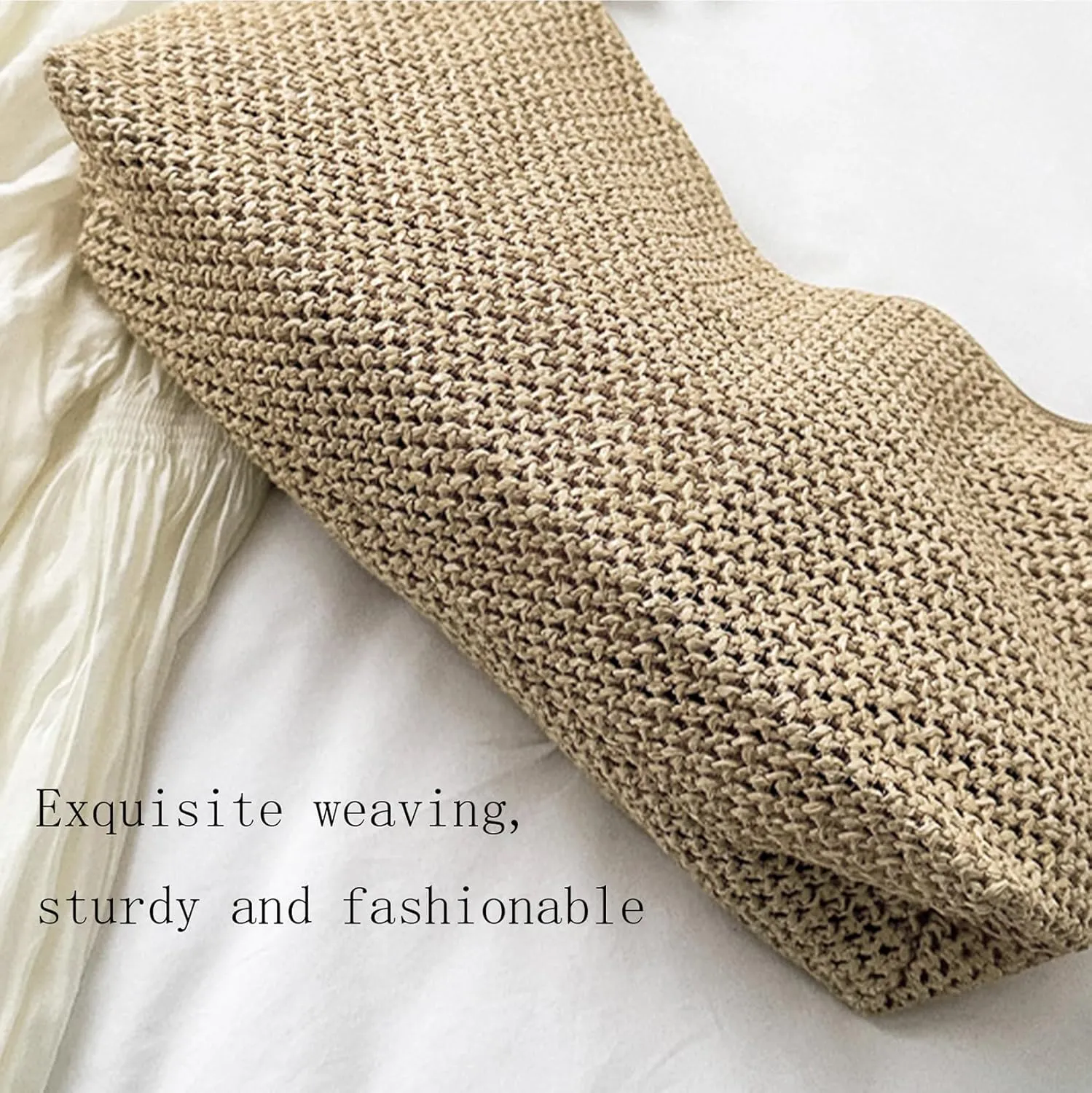 Casual Beach Tote Bag, Straw Beach Bag Fashion Shoulder Bag Crossbody Bag, For Beach Picnic Vacation