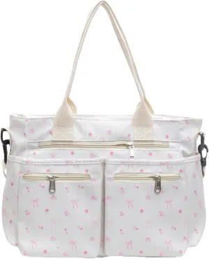 Casual Messenger Bag Floral Nylon Crossbody Bag Chic Shoulder Bag Travel Daypacks