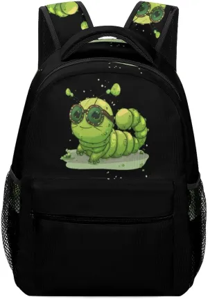 Caterpillar Glasses Insect Bug Laptop Backpack Lightweight Daypack Travel Laptop Computer Bag for Men Women