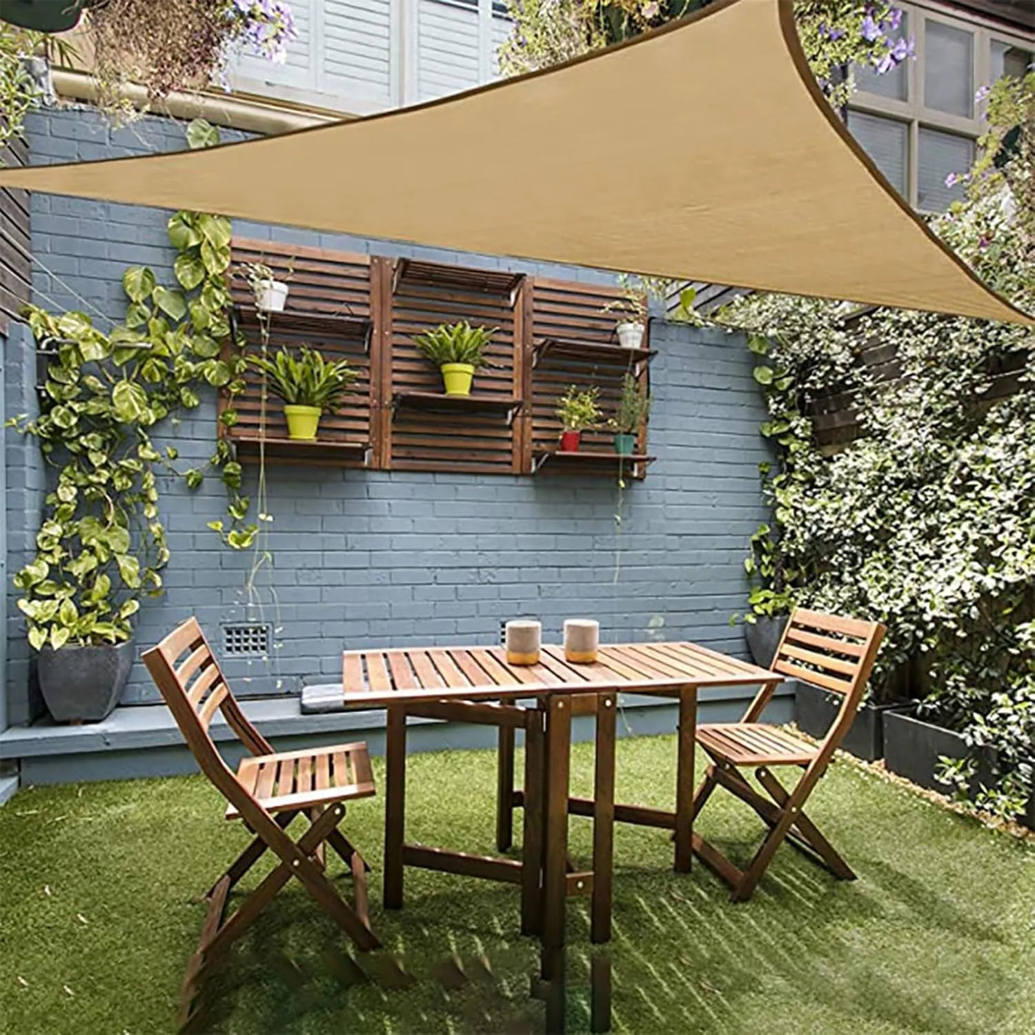 cdar Outdoor Triangle Sun Shade Sail with Windproof Ropes UV Blocking Canopy Permeable Breathable Deck Backyard Patio Shade Cover