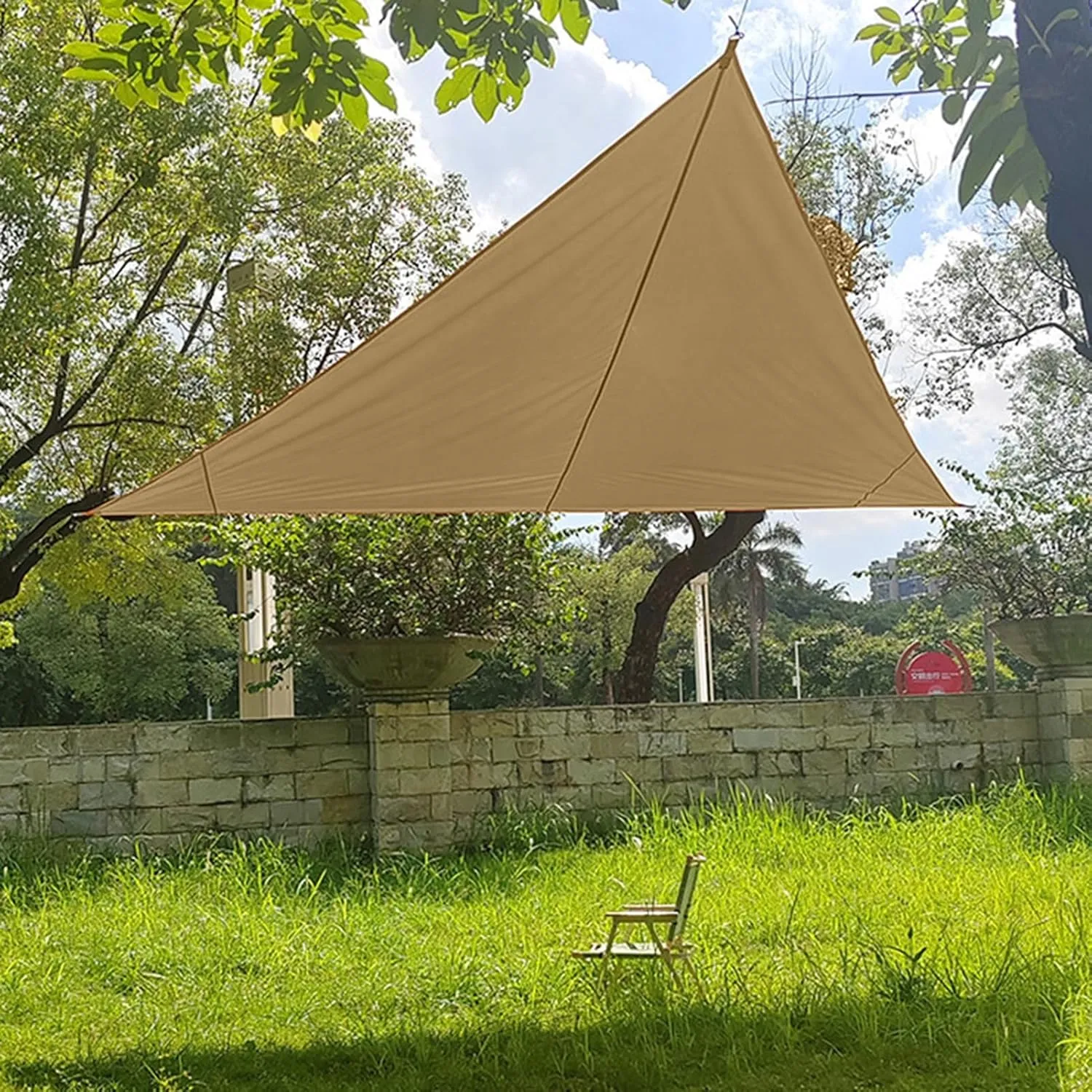 cdar Outdoor Triangle Sun Shade Sail with Windproof Ropes UV Blocking Canopy Permeable Breathable Deck Backyard Patio Shade Cover