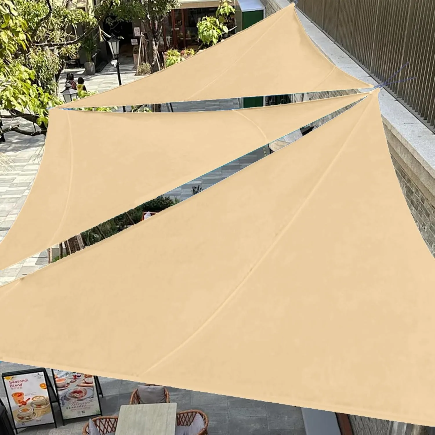 cdar Outdoor Triangle Sun Shade Sail with Windproof Ropes UV Blocking Canopy Permeable Breathable Deck Backyard Patio Shade Cover