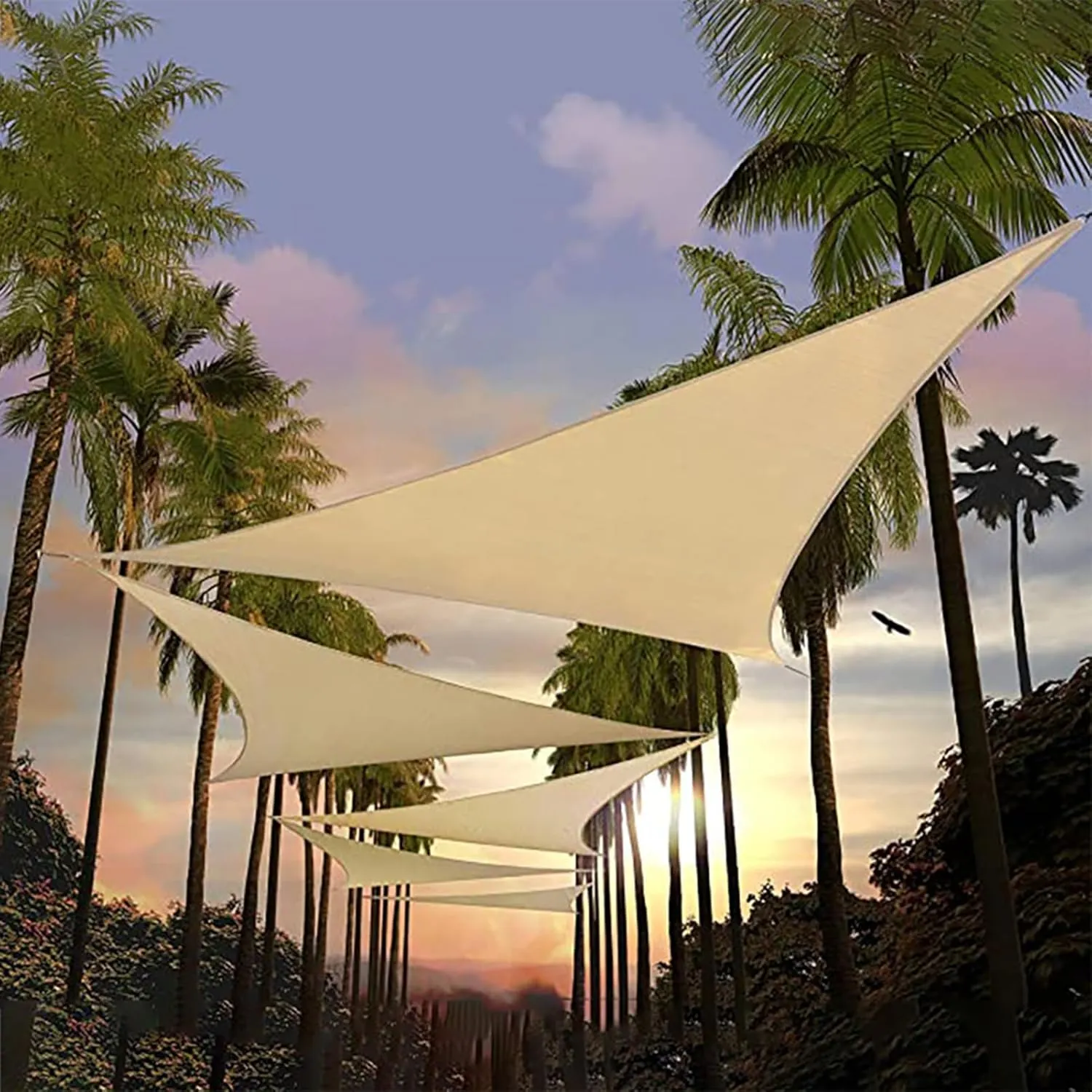 cdar Outdoor Triangle Sun Shade Sail with Windproof Ropes UV Blocking Canopy Permeable Breathable Deck Backyard Patio Shade Cover