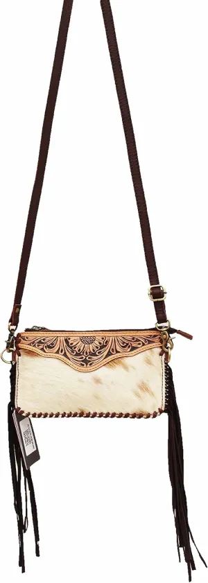 CHALLENGER Women's Cowhide Western Floral Tooled Leather Crossbody Shoulder Bag 18RAH09