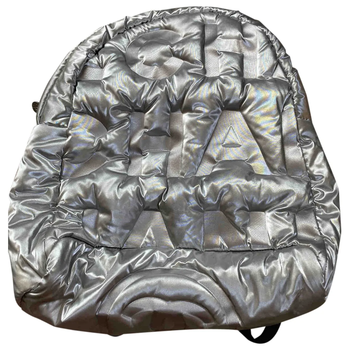 Chanel silver cloth backpacks
