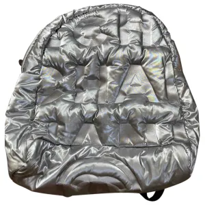 Chanel silver cloth backpacks