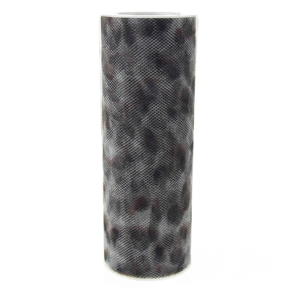 Cheetah Print Tulle Spool, 6-Inch, 10 Yards, White