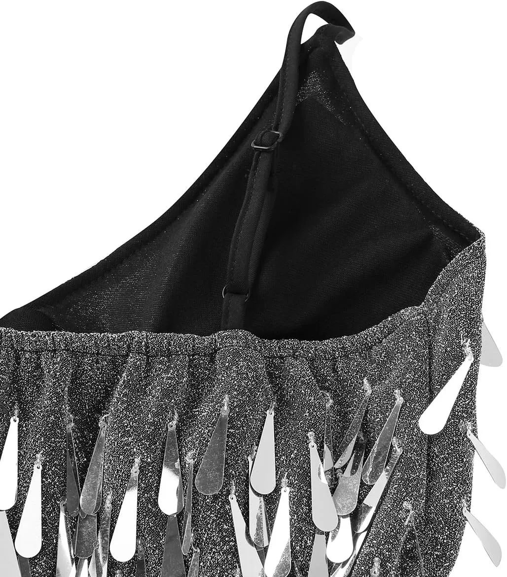 CHICTRY Women's Sequin Fringe Tassels Ballroom Samba Tango Latin Dance Dress