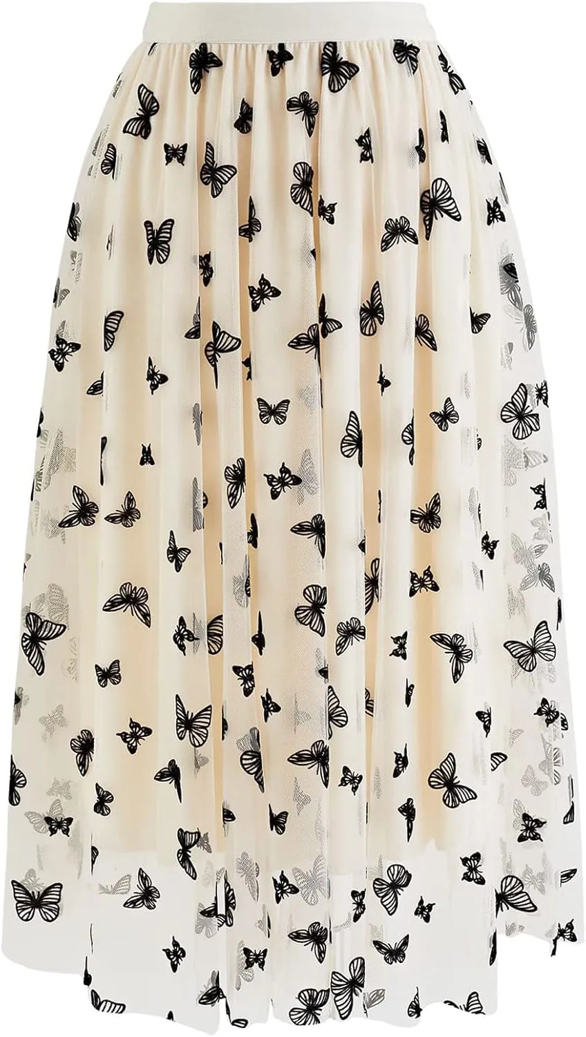 CHICWISH Women's Velvet Flower Blossom Mesh Tulle Skirt