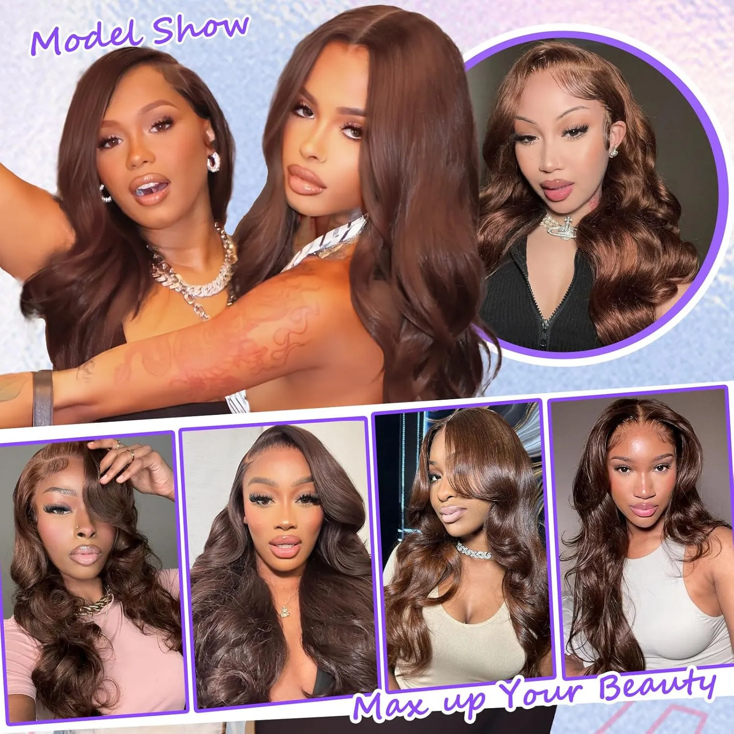 Chocolate Brown Lace Front Wig 13x6 HD Body Wave Lace Front Wigs Human Hair Pre Plucked Colored Frontal Glueless Brown Human Hair Wig for Women with Baby Hair 180 Density 28 Inch