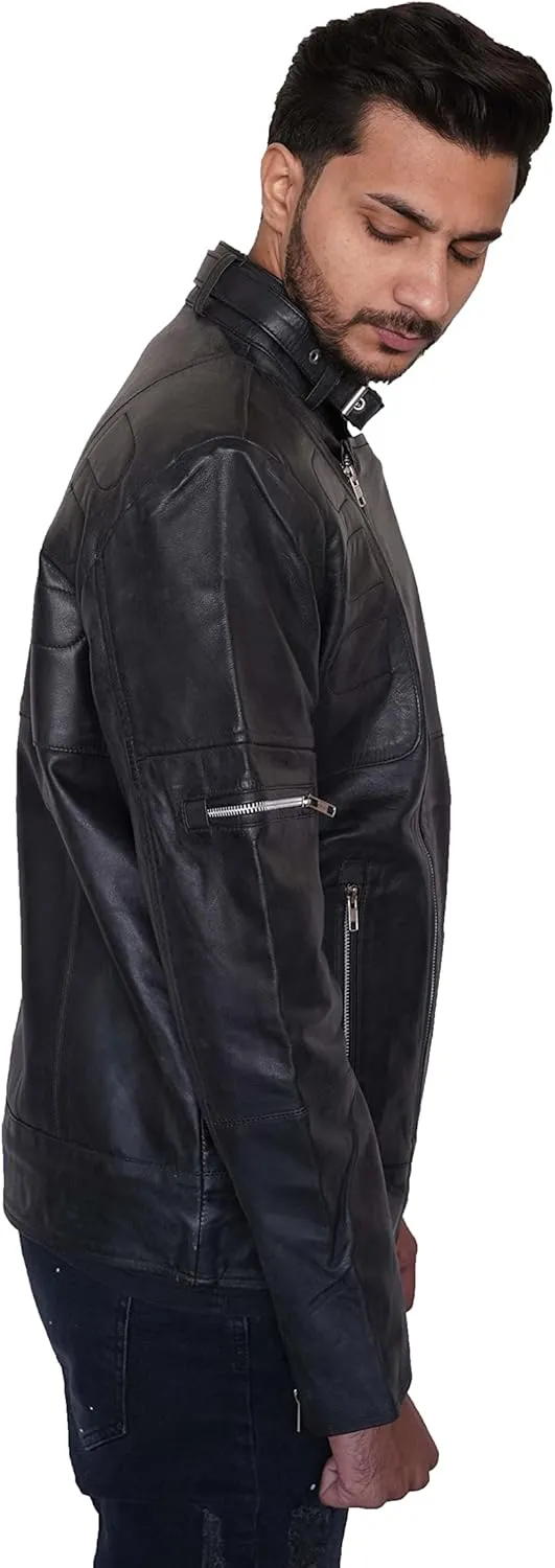 Chris Black Aviator Leather Jacket - Classy Black Brando Genuine Leather Jacket