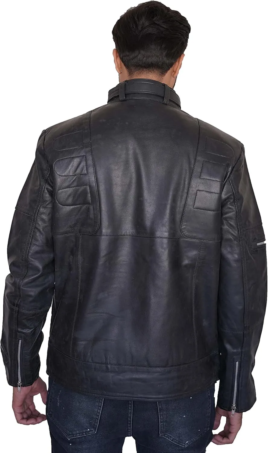 Chris Black Aviator Leather Jacket - Classy Black Brando Genuine Leather Jacket
